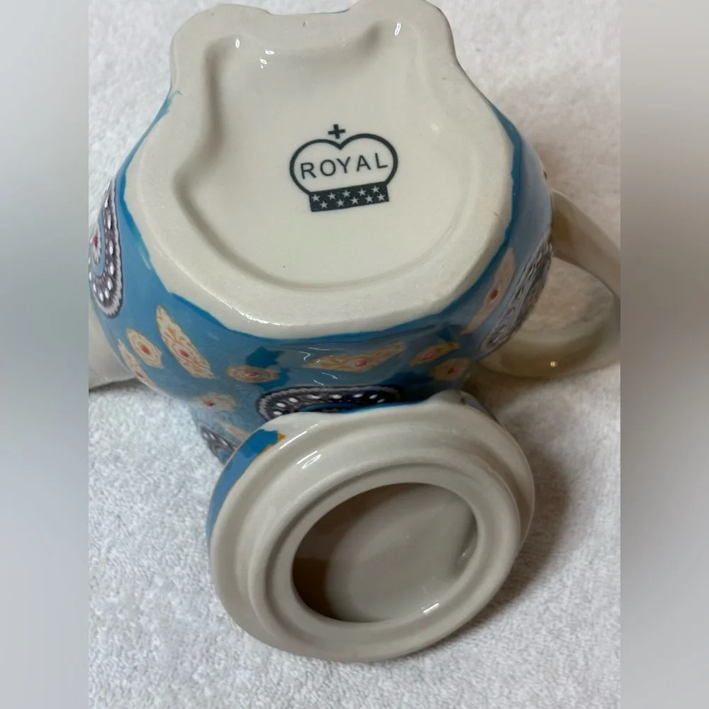Vintage Ceramic Owl Teapot Hand Painted and Enamled Pottery Tea Pot by Royal